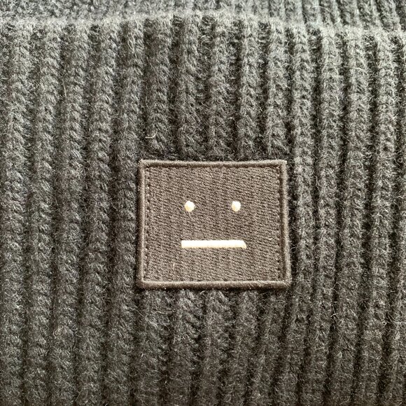 Acne Studios Black Wool Beanie Classic Rib Knit